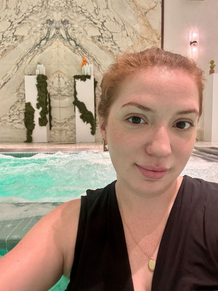 Selfie of woman at a spa